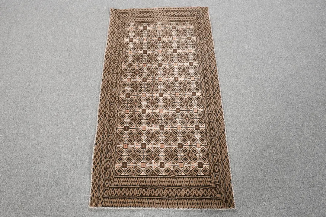 Turkish Rug, Vintage Rug, 2x4 Small Rug, Decorative Oushak Rugs, Rugs For Entry, 2x3.9 ft Brown R... | Etsy (US)