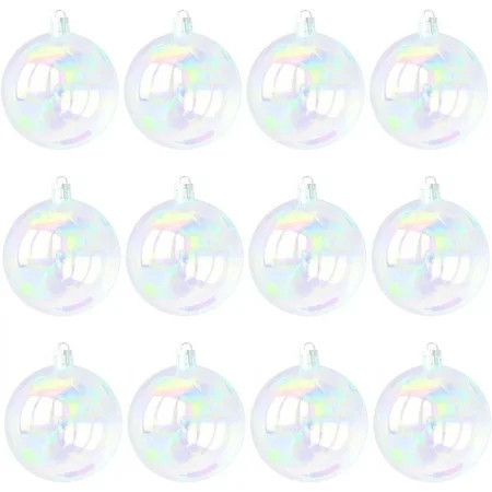 NOGIS 12 Pcs Iridescent Christmas Ornaments Balls Plastic Iridescent Ornaments Decorative Hanging Ornaments for Xmas Tree Wedding Party Decorations (Clear, 1.2 Inch) | Walmart (US)