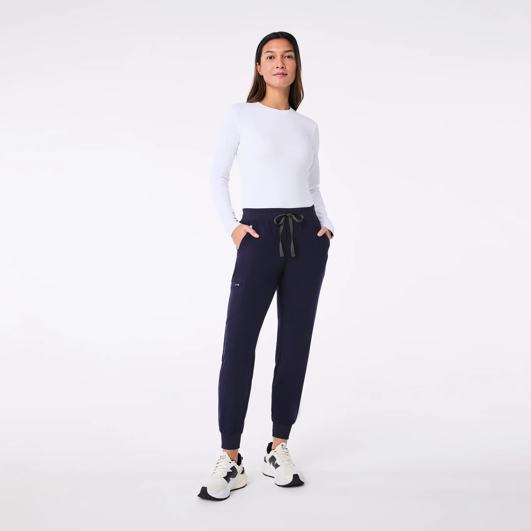 Women's Ribbed Longsleeve Underscrub - White · FIGS | FIGS