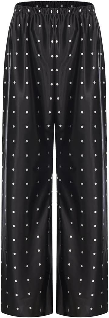 Women Satin Wide Leg Dress Pants Silk Casual Dressy Long Flowy Pants Elastic High Waisted Trouser... | Amazon (US)