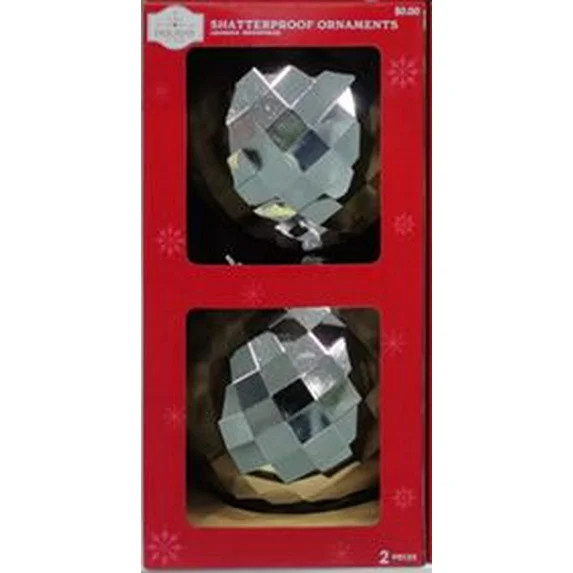 Shiny Silver Jumbo Shatterproof Christmas Ornaments, 2 Count, by Holiday Time | Walmart (US)