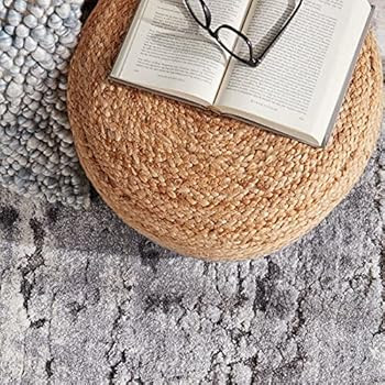 S & L Homes Pouf Ottoman - 100% Natural Jute Braided- Footrest Stool Hand Knitted - Traditional C... | Amazon (US)