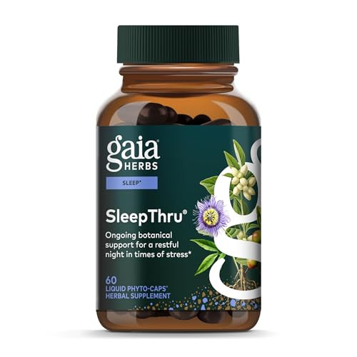 Gaia Herbs SleepThru - Sleep Support Supplement with Ashwagandha Root, Magnolia Bark, Passionflower & Jujube Date* - 60 Vegan Liquid Phyto-Caps (30 Servings) | Amazon (US)