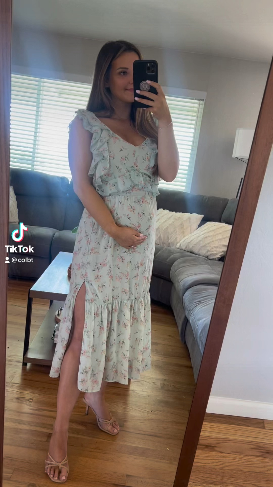 Spring wedding guest dress that is bump friendly. On sale at Macys. 

#LTKunder50 #LTKbump #LTKwedding