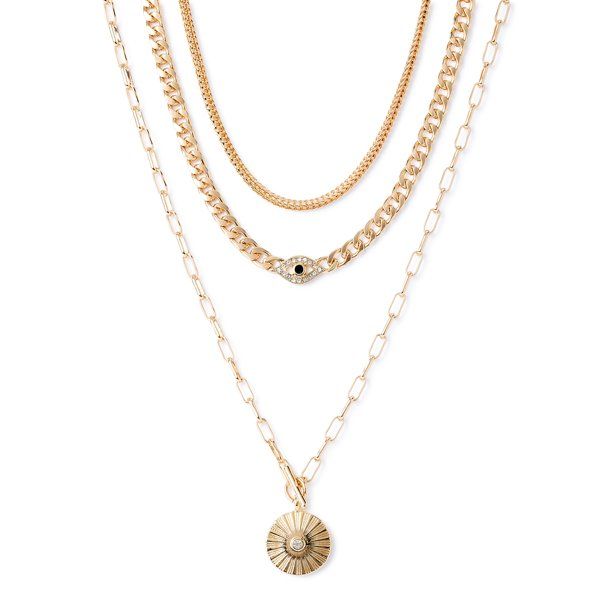 Sofia Jewelry by Sofia Vergara Women's Gold-Tone Disc Pendant Necklace, 3-Piece Set - Walmart.com | Walmart (US)