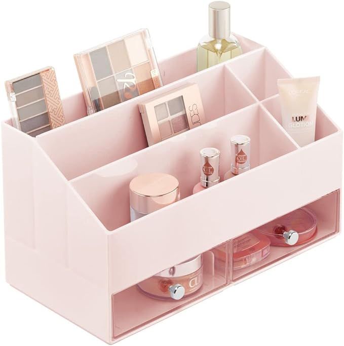 mDesign Plastic Nail Polish Organizer Storage Station Cube with 2 Drawers and 5 Divided Sections ... | Amazon (US)