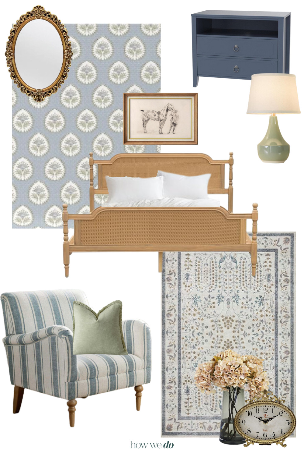 Blue Vintage Bedroom Design, Girl's Bedroom Design, Bedroom Mood Board 

 #LTKHome #LTKStyleTip