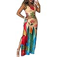 CHICME Women's Summer Maxi Dress Casual Thick Strap Square Neck Boho Sundress Split Vacation Dres... | Amazon (US)
