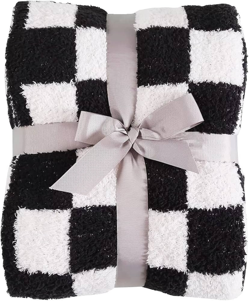 Super Soft Checkered Throw Blanket, Knitted Cozy Warm Checkboard Fleece Blankets for Couch and So... | Amazon (US)