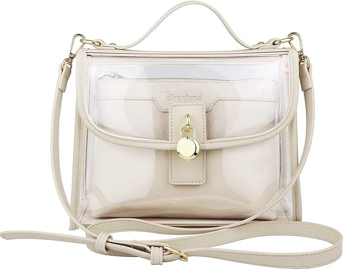 B BRENTANO Clear Top Handle Satchel Crossbody Bag with Removable Wristlet Pouch (Stadium Policy-C... | Amazon (US)