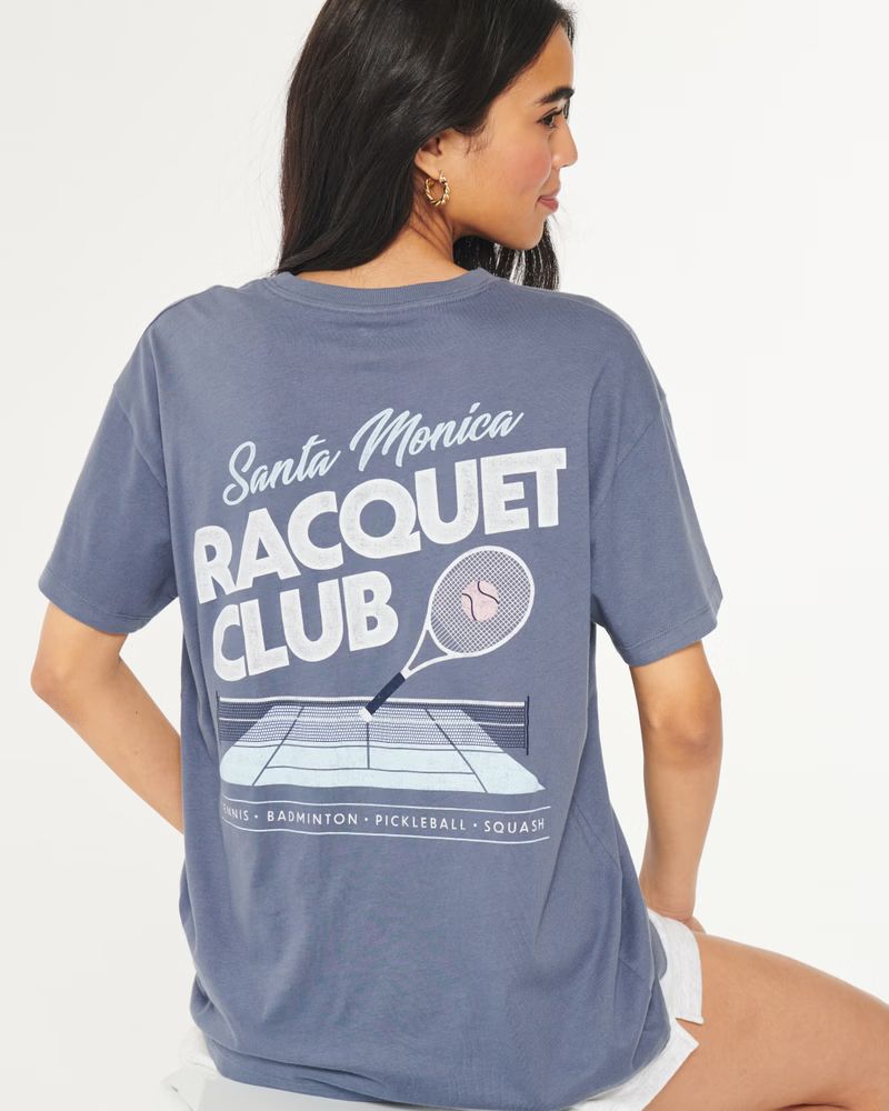 Oversized Santa Monica Racquet Club Graphic Tee | Hollister (US)