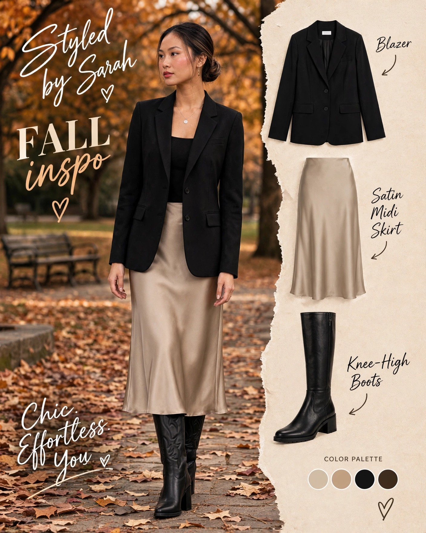 Sophisticated workwear 🤎 High-waist satin midi skirt, classic black blazer & knee-high boots from Target — all linked below! 

 #StyledBySarah