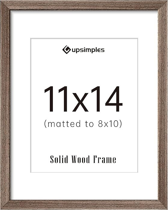 upsimples 11x14 Picture Frame, Natural Solid Wooden Picture Frames, Display 8x10 with Mat or 11 x... | Amazon (US)