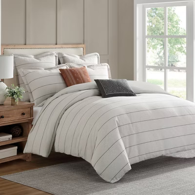 Leo Stripe Black Full/Queen 3pc Comforter Set - Levtex Home | Target