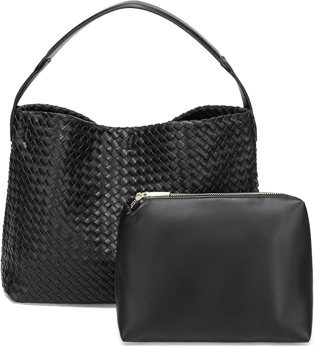 FEOFFS Woven Vegan Leather Tote Bag For Women Crossbody Shoulder Bag Large Hobo Handbags Female S... | Amazon (US)