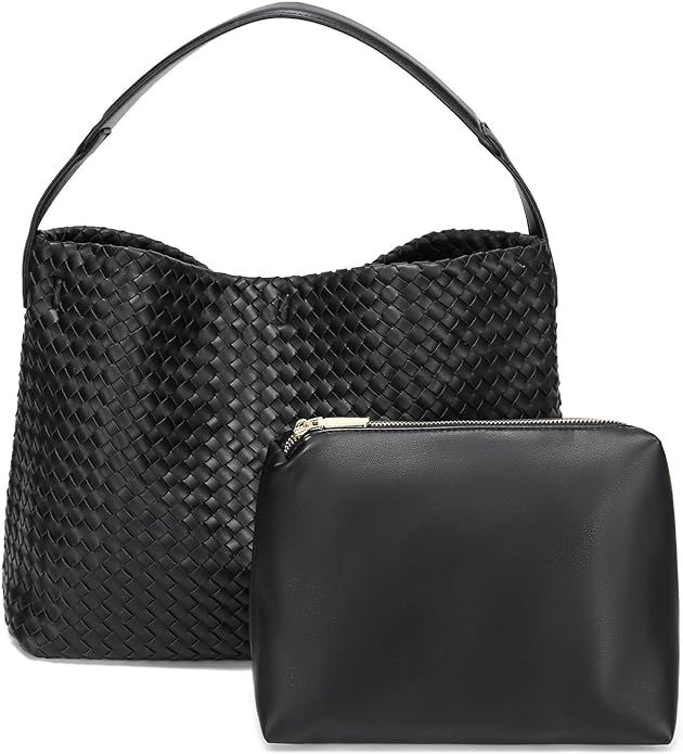 FEOFFS Woven Vegan Leather Tote Bag For Women Crossbody Shoulder Bag Large Hobo Handbags Female S... | Amazon (US)