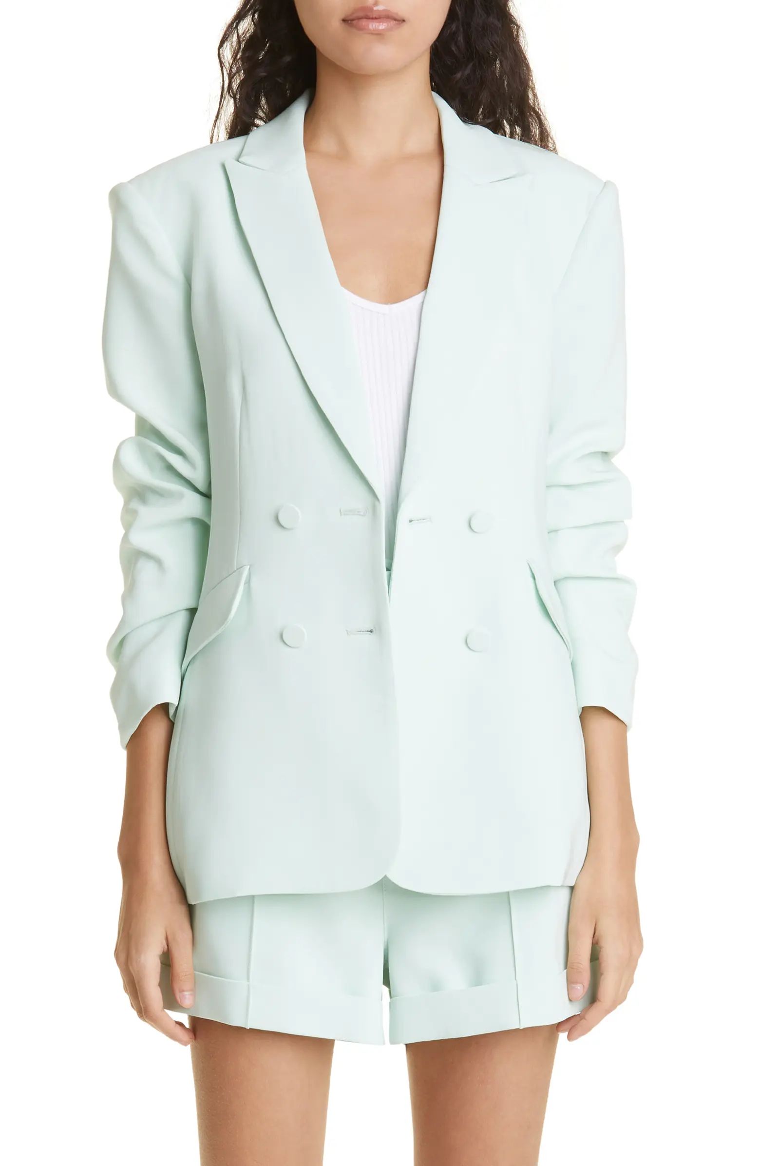 Kris Ruched Sleeve Double Breasted Blazer | Nordstrom