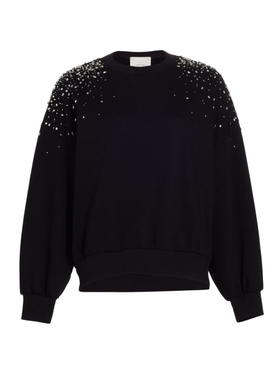 Brandy Crackle Rhinestone Cotton Pullover Sweatshirt | Saks Fifth Avenue