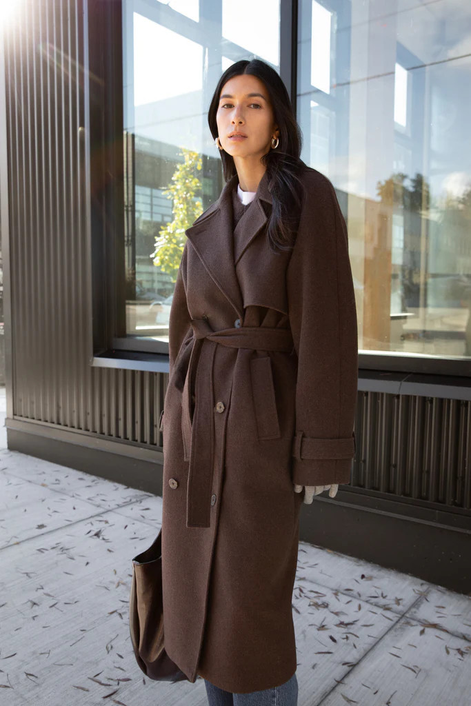WOOL-BLEND TRENCH COAT | OAK + FORT