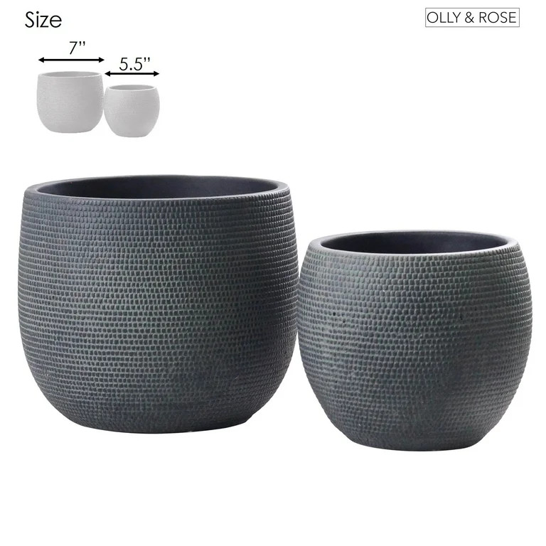 Olly & Rose Barcelona Ceramic Plant Pot Set 2 - Indoor & Outdoor Planters (Black) - Walmart.com | Walmart (US)