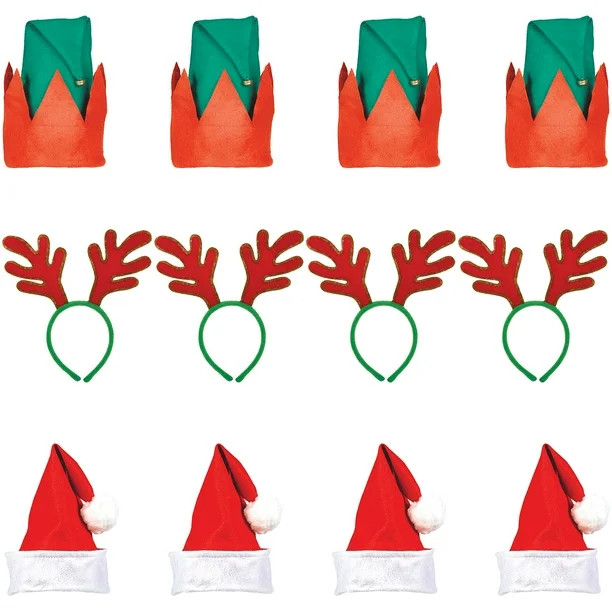 Party City Christmas Hat and Headband Kit for 60 Guests, Holiday Party Supplies, Includes Santa a... | Walmart (US)
