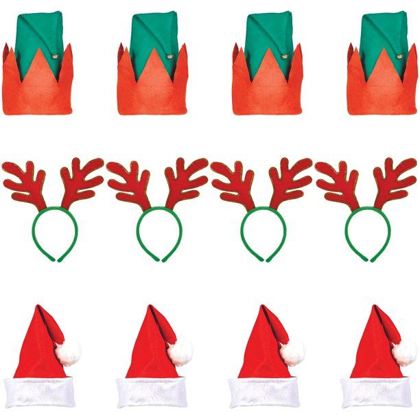 Party City Christmas Hat and Headband Kit for 60 Guests, Holiday Party Supplies, Includes Santa a... | Walmart (US)