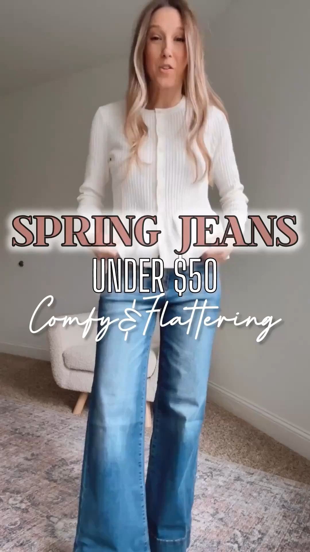 The best spring jeans under $50. These have just the right stretch and a flattering wide leg that works with sneakers or sandals. Easy to dress up or down.

Sunsets and Stilettos spring jeans under $50 affordable denim outfit flattering wide leg jeans comfy jeans spring outfit idea budget-friendly jeans casual spring fashion capsule wardrobe

#LTKSeasonal #LTKOver40 #LTKgrwm