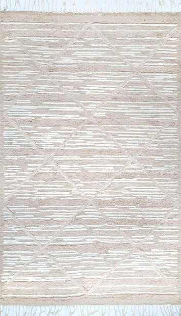 Beige Bing Shag 7' 6" x 9' 6" Area Rug | Rugs USA