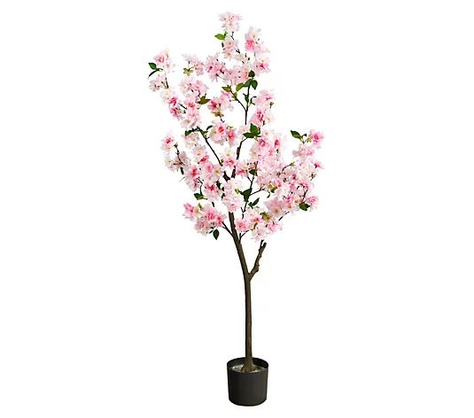 Nearly Natural 5' Cherry Blossom Artificial Tree Pink - QVC.com | QVC