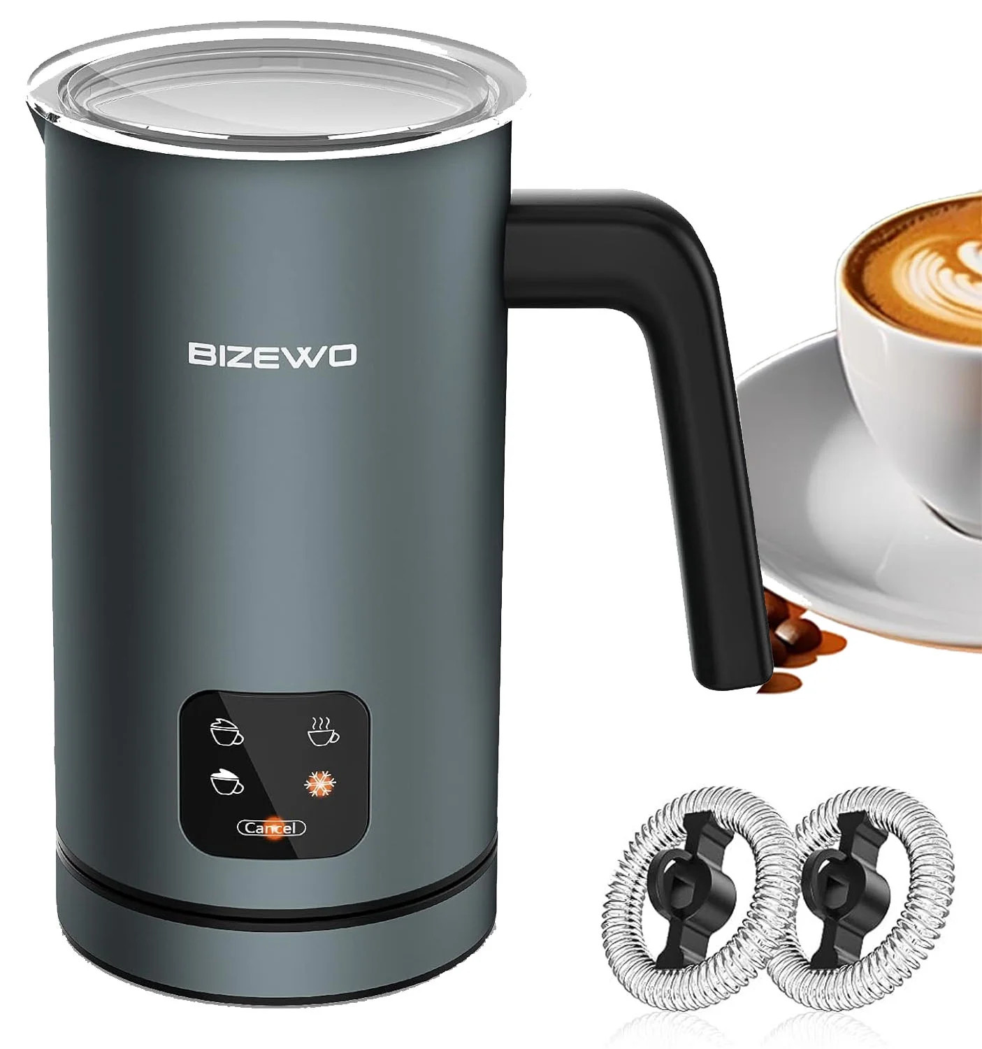 BIZEWO Milk Frother, 4-in-1 Electric Milk Frother and Steamer, Touch Screen, for Coffee, Latte,Ho... | Walmart (US)
