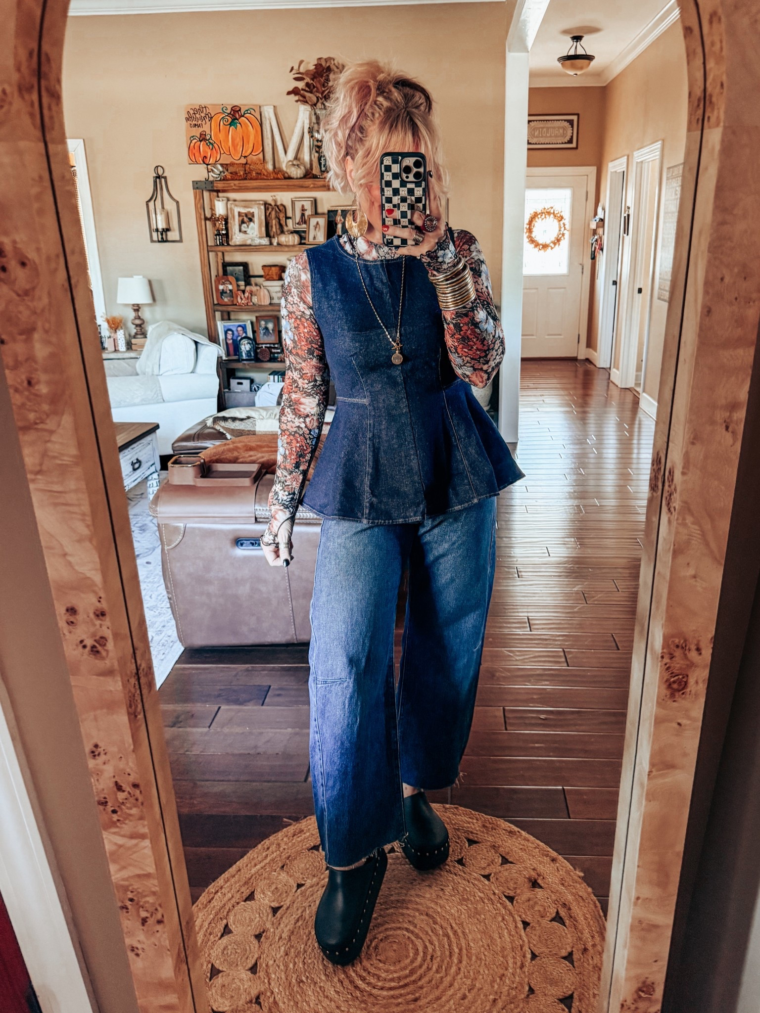 I had to link some similar denim peplum tops. This old navy sold out already before I could even share it with y’all. :( 
Maybe it’ll restock. I found some cute ones on Amazon. 
My mesh top is a size medium. 
I size up in these Levi’s and love the fit. 
I size down one in crocs and I’m in between sizes. 
✨My necklace & earrings are @twistedsilver save with code MANDIE20

#LTKFindsUnder50 #LTKOver40 #LTKStyleTip