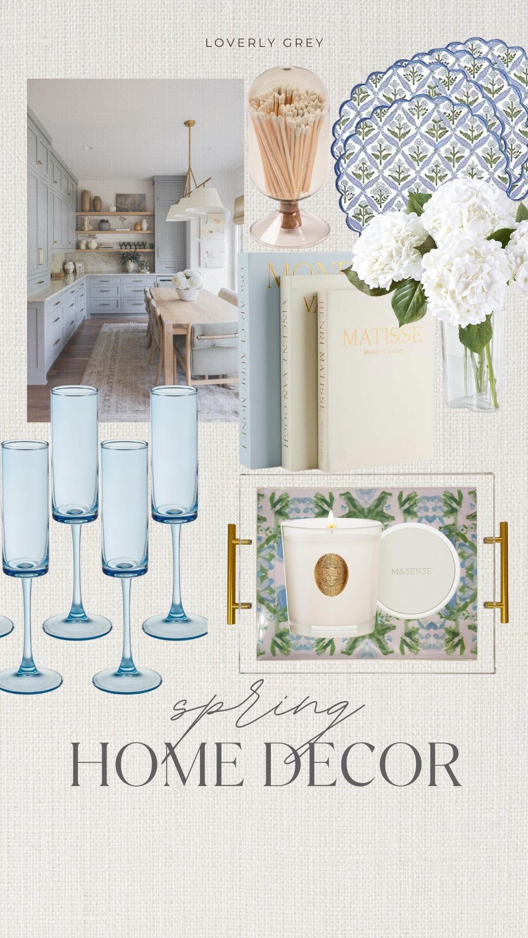 Spring home decor finds that I’m loving! The blue glassware is perfect to use on your kitchen shelves or bar cart that double as decor! I also love the scalloped placer mats, stackable coffee table books, and faux flowers.

#LTKHome #LTKSeasonal