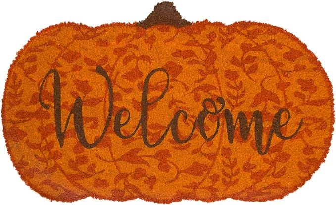 Amazon.com: Welcome Pumpkin Fall Coir Doormat Natural Fiber Outdoor 18" x 30" Briarwood Lane : Ev... | Amazon (US)