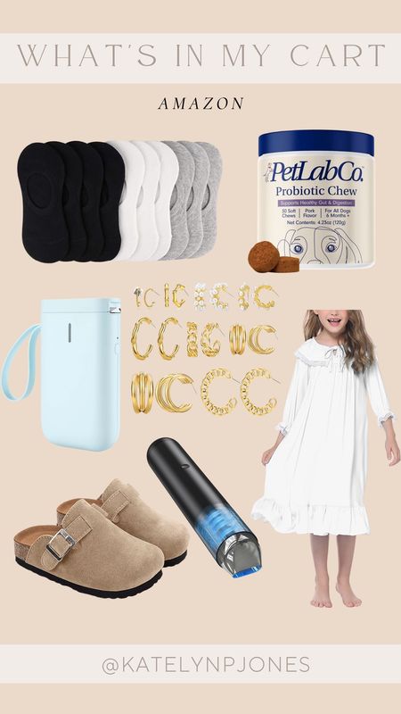 what’s in my cart amazon edition / current wish list / amazon finds / amazon essentials / baby sandals / label maker / socks / dog treats / gold earrings variety pack / girls night gown

#LTKSeasonal #LTKFind #LTKunder100