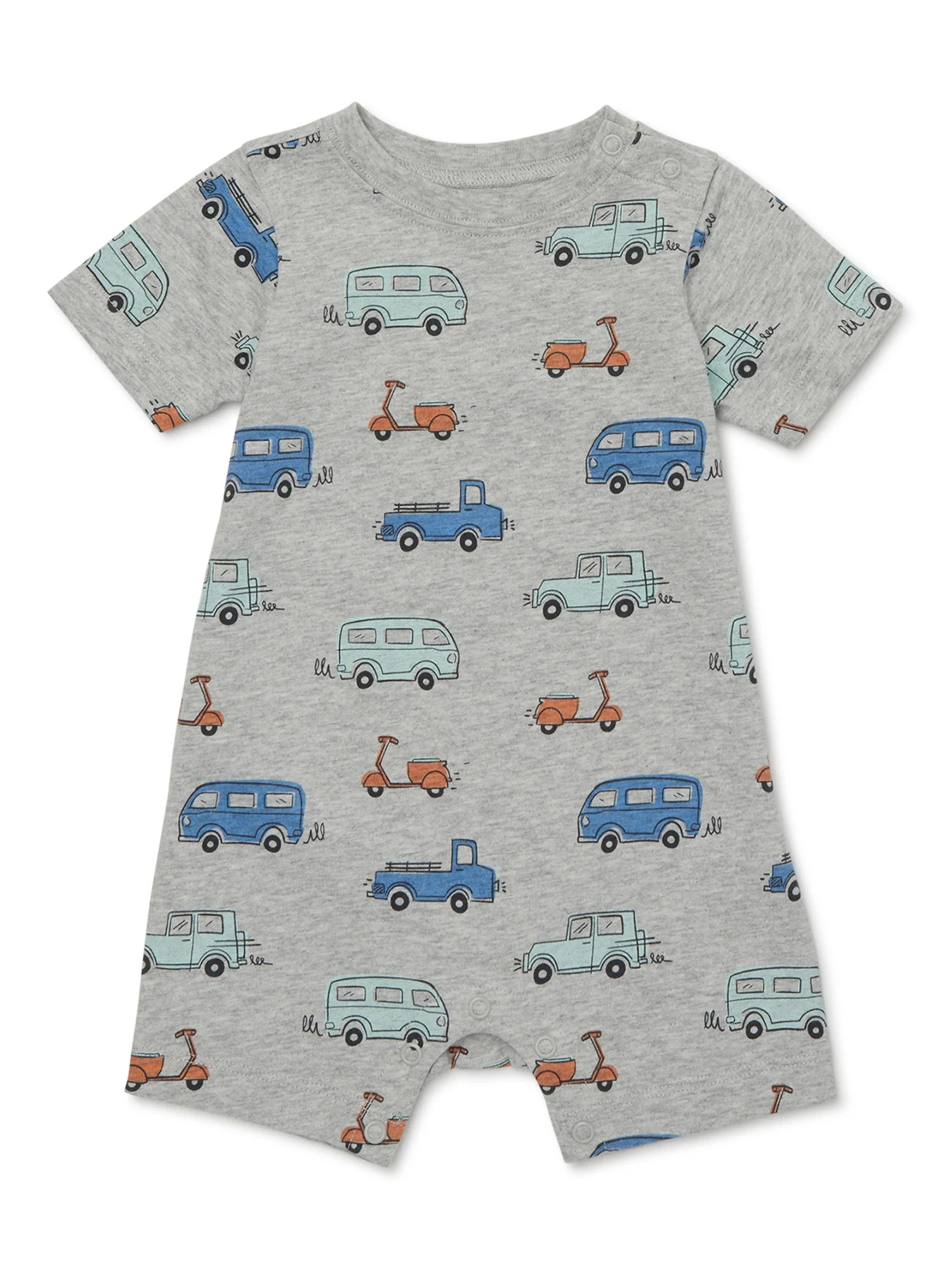 Garanimals Baby Boy Short Sleeve Print Romper, Sizes 0-24 Months | Walmart (US)