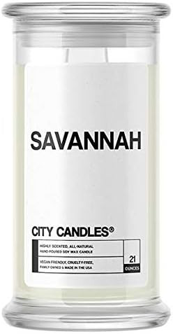 City Candles All Natural Soy 21oz Jar Soy Wax Made in The USA 30+ Scents Savannah NOJ Aloha! | Amazon (US)