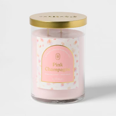 2 Wick Lidded Glass Pink Champagne Jar Candle Light Pink 21.5oz - Threshold™ | Target