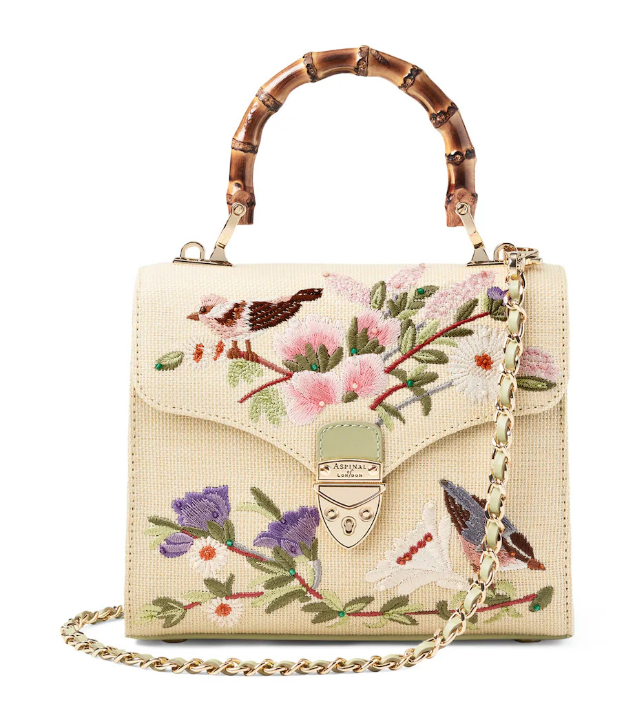 Raffia Floral Embroidery Mayfair Bag | Harrods US