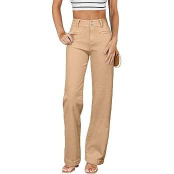 Sidefeel Jeans for Women High Waisted Straight Leg Denim Pants | Soft Stretchy Denim, Dual Button... | Amazon (US)