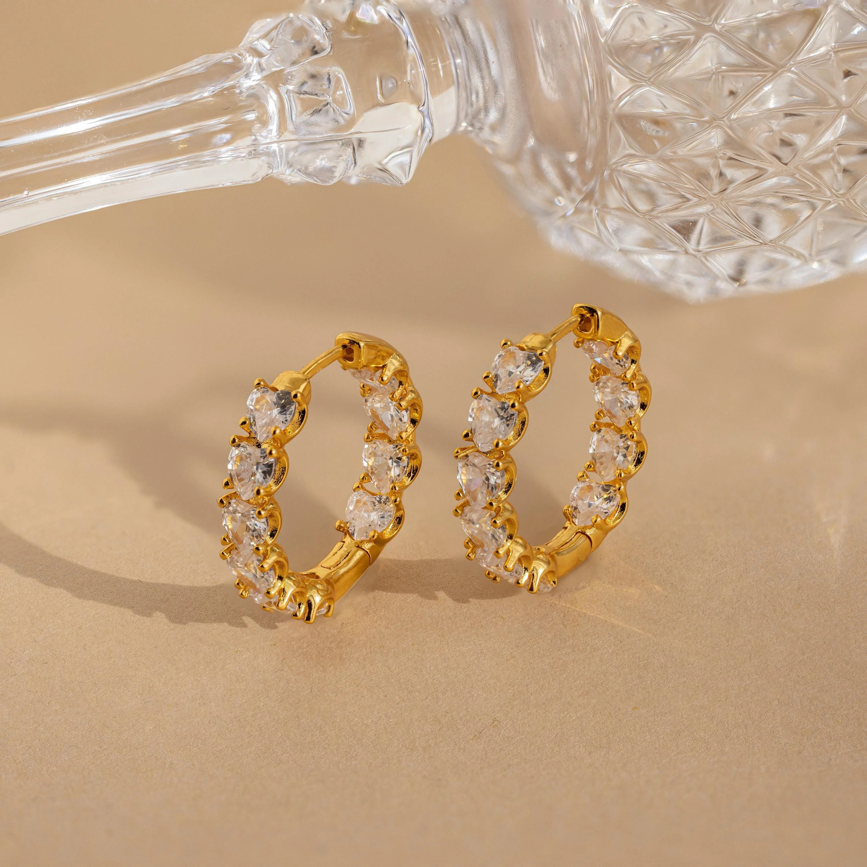 Inside Out Heart Diamond Hoops | Caitlyn Minimalist