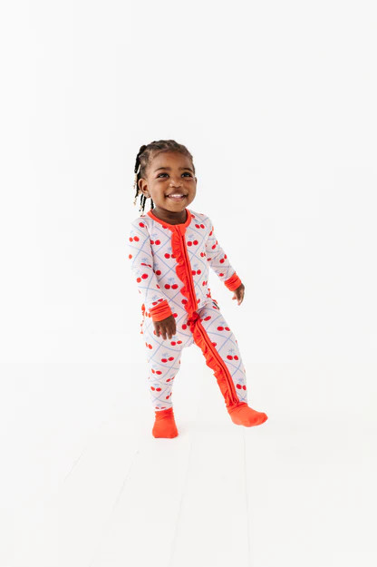 All American Cherry Ruffle Zippy Romper | Remi & Friends Boutique