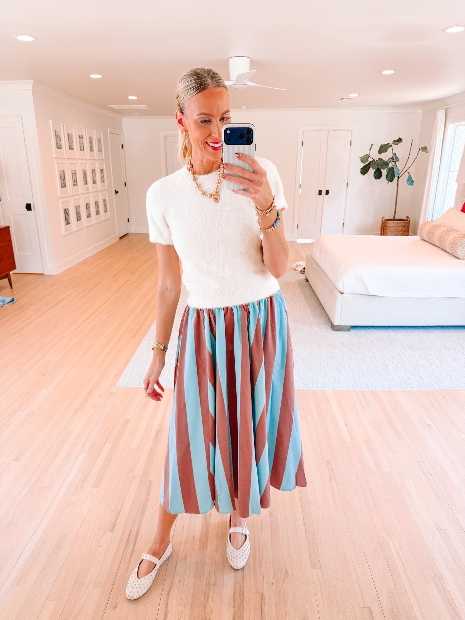 Loving this striped skirt from Amazon! 

Midi skirt / Studded ballet flats / Fall style / Short sleeve sweater / Classic style

#LTKgrwm #LTKootd #LTKdayinmylife