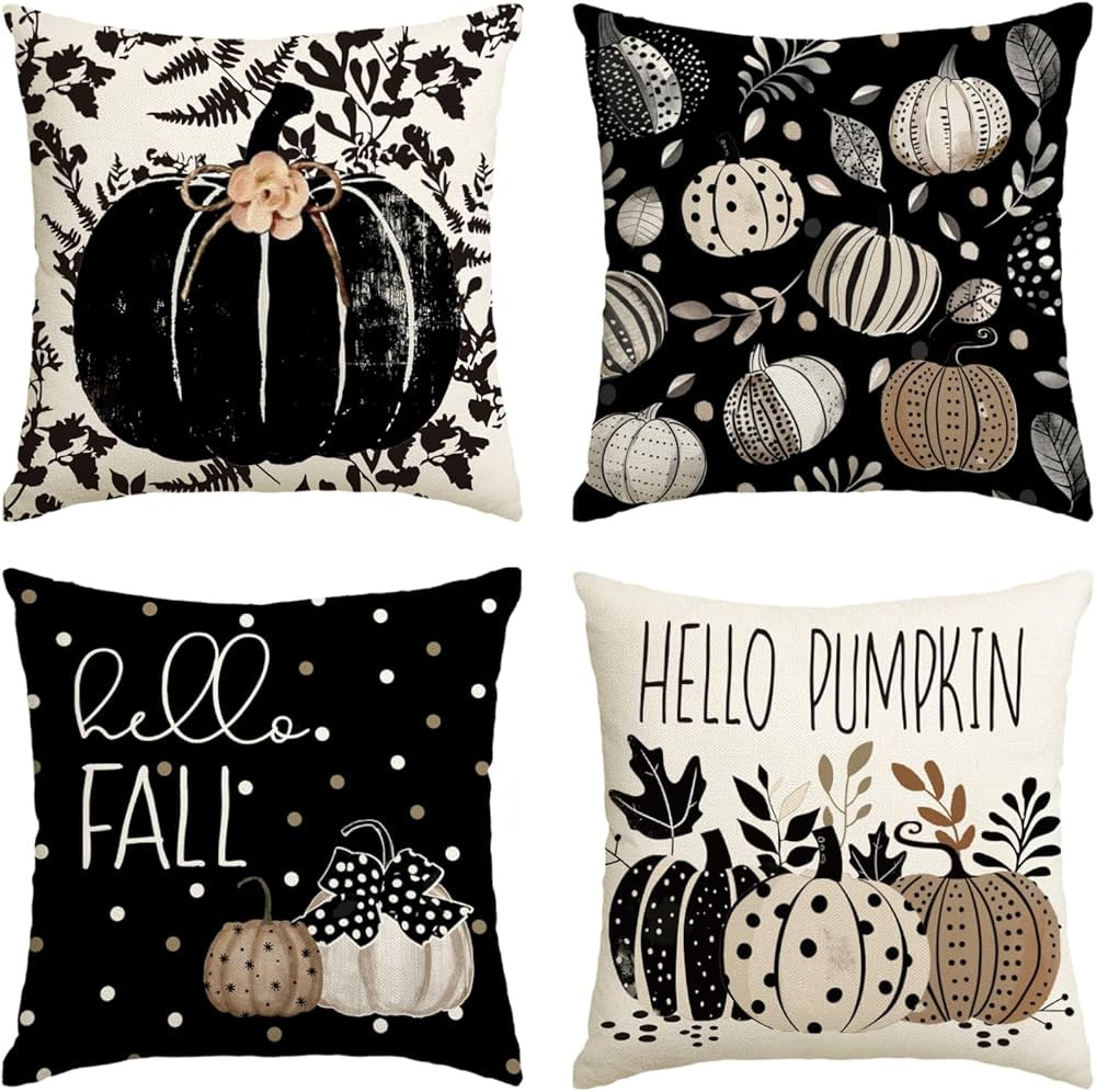 AVOIN colorlife Fall Hello Pumpkin Leaves Throw Pillow Covers, 18 x 18 Inch Autumn Thanksgiving H... | Amazon (US)