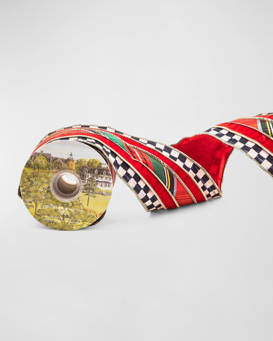 MacKenzie-Childs Tartan Regal Ribbon, 4"W x 5 Yards | Neiman Marcus