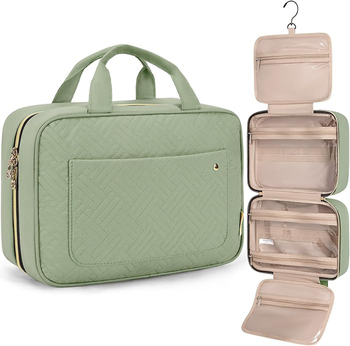 BAGSMART Toiletry Bag Travel Bag with Hanging Hook, Water-resistant Makeup Cosmetic Bag Travel Or... | Amazon (US)