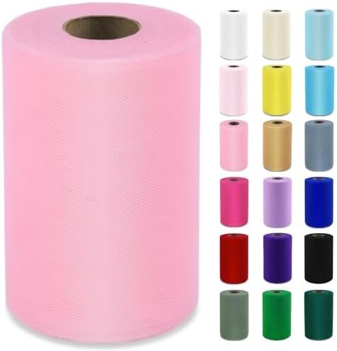 Pink Tulle Fabric Roll 6" by 100 Yards (300 ft) Soft Tulle Spool for DIY Crafting Favor Supplies,... | Amazon (US)