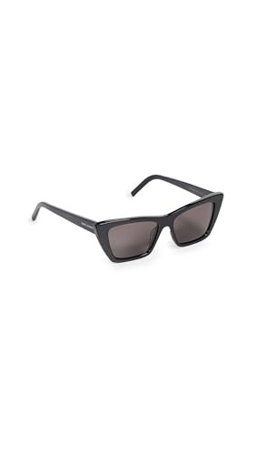 Saint Laurent Women's SL 737 Mica Thin Cat Eye Sunglasses, Shiny Black/Grey Green, One Size | Amazon (US)
