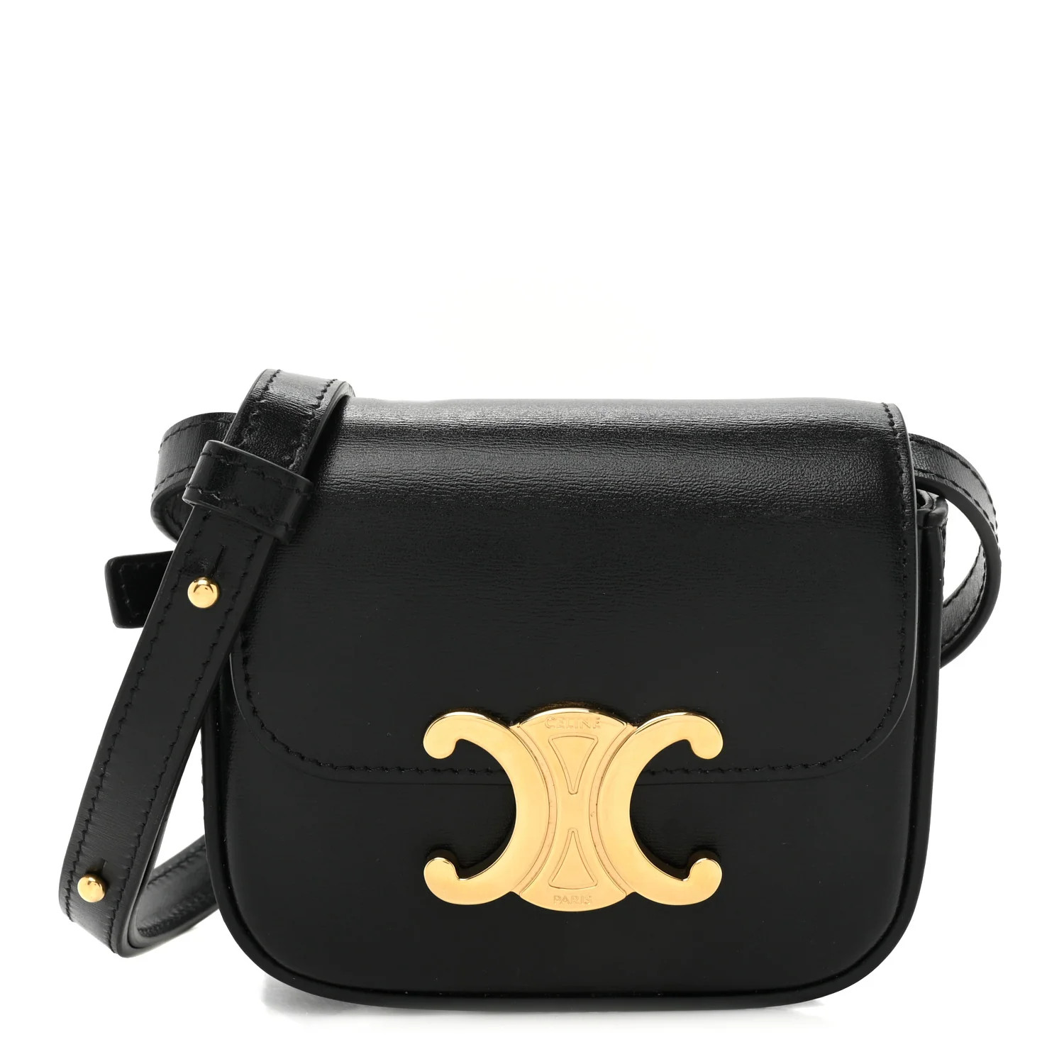 Shiny Calfskin Mini Triomphe Black | FASHIONPHILE (US)