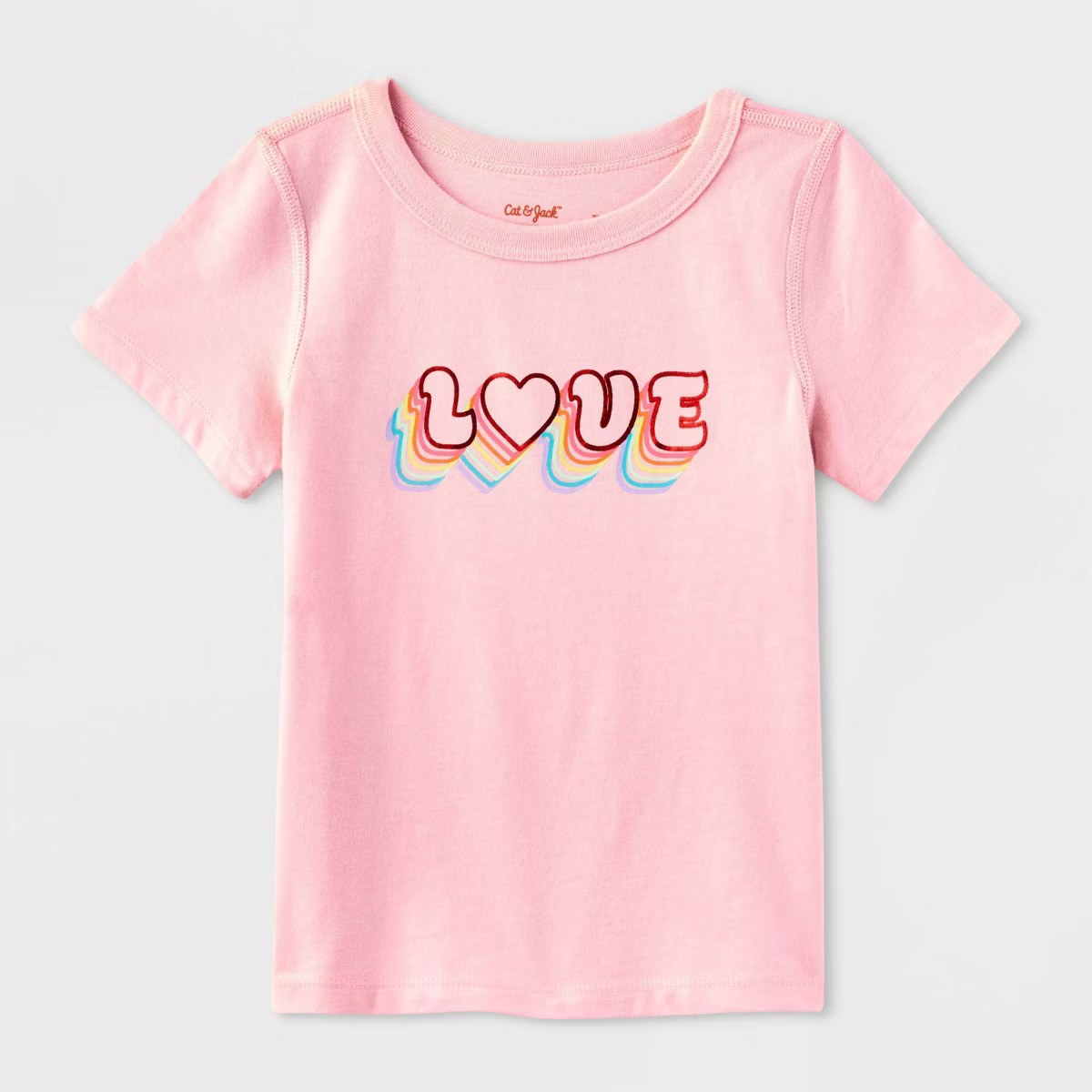 Toddler Kids' Adaptive Short Sleeve Valentine's Day 'Love' Graphic T-Shirt - Cat & Jack™ Pink | Target