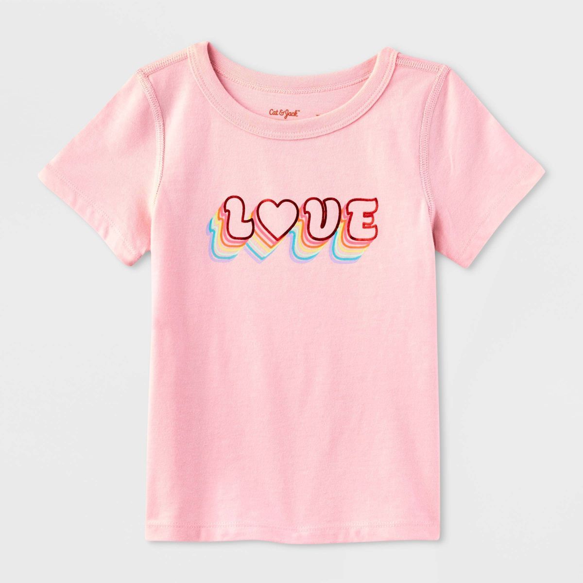 Toddler Kids' Adaptive Short Sleeve Valentine's Day 'Love' Graphic T-Shirt - Cat & Jack™ Pink | Target